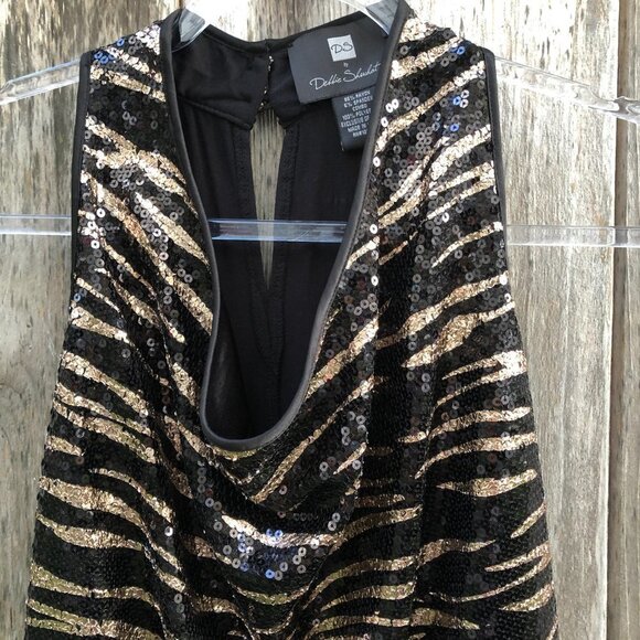 Debbie Shuchat Zebra Print Sequined Sleeveless Blouse Small - Picture 2 of 11